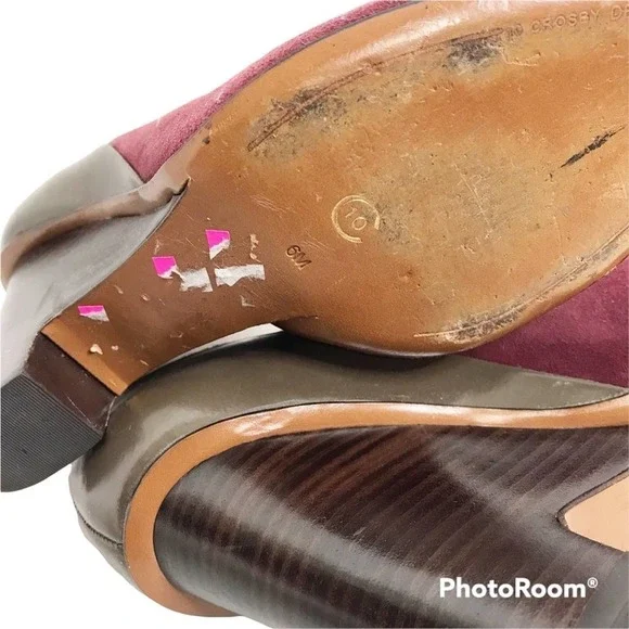 10 Crosby Derek Lam red suede and leather boots wedges size 6 - Picture 7 of 8